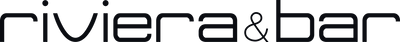 Logo avec les mots riviera & bar écrits dans une police moderne en minuscules noires sur un fond clair.