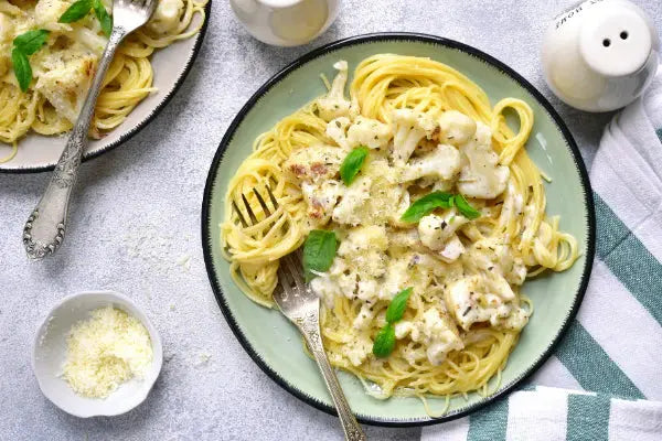 Capellini au chou-fleur et bacon croustillant