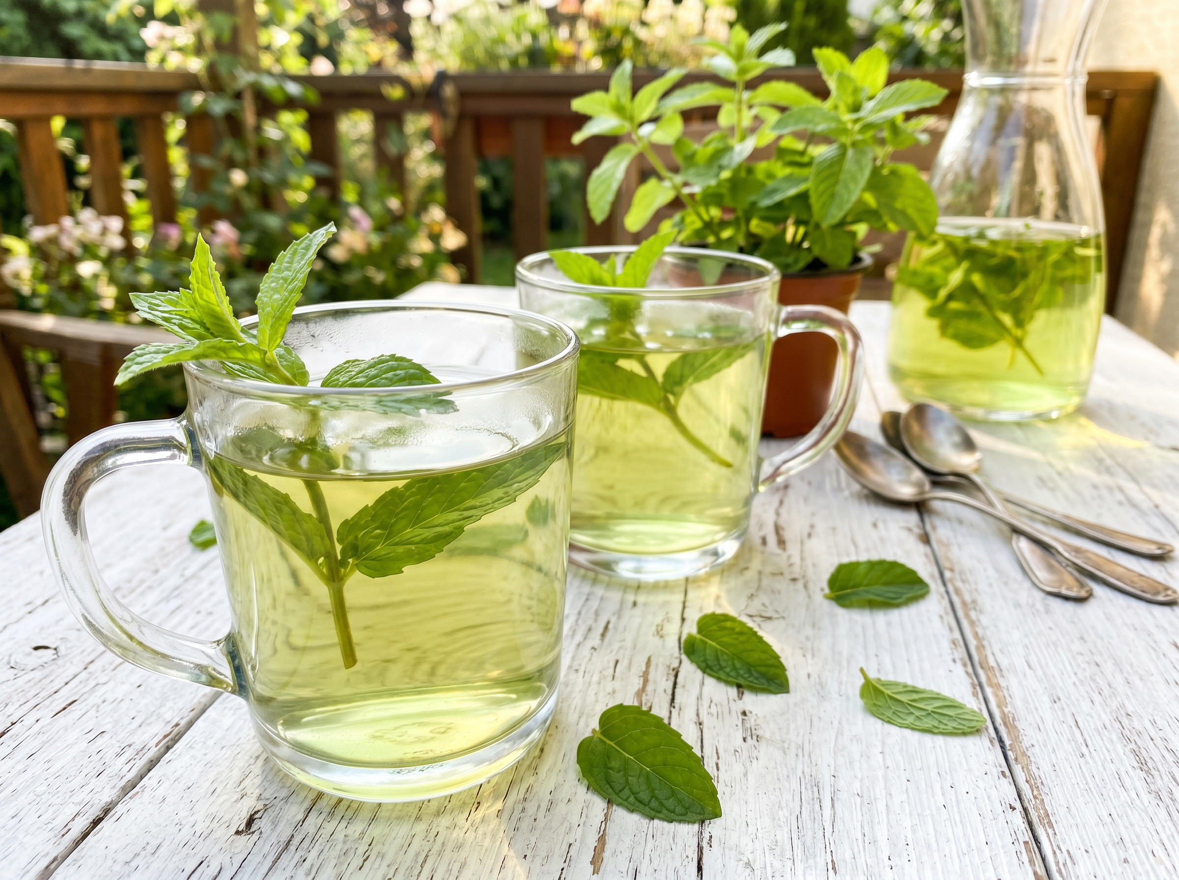 Thé glacé au basilic