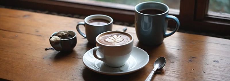 Collection café et chocolat riviera&bar avec tasse de cappuccino et morceaux de chocolat noir