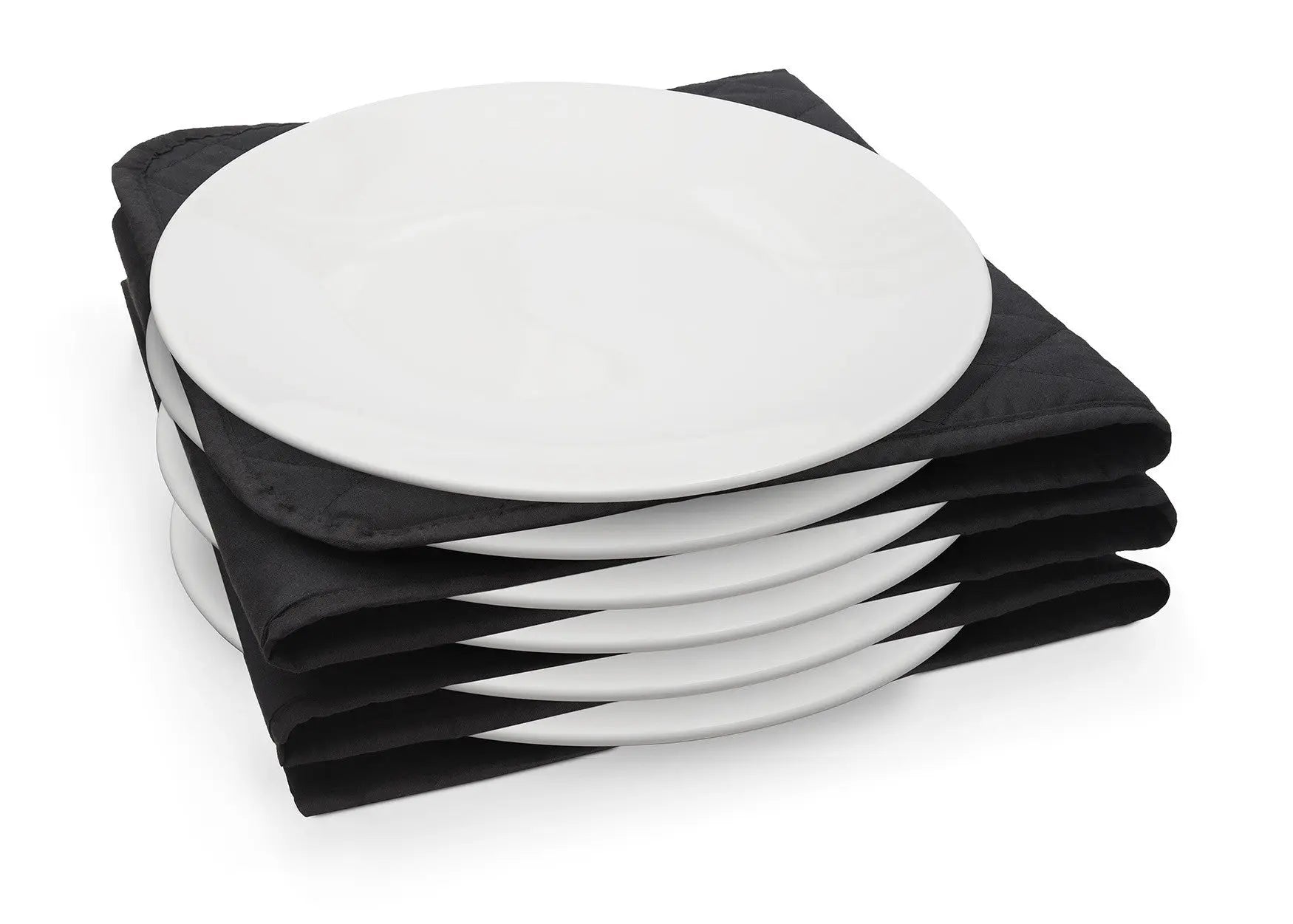 Chauffe-assiettes riviera&bar en acier inoxydable avec piles d’assiettes blanches