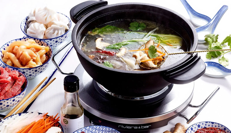 Appareil fondue-réchaud riviera&bar avec fromage fondu et pics à pain