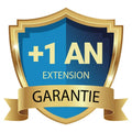 Un écusson bleu et or avec un ruban doré indique "2 ans de garantie + 1 an offert", montrant que le matériel durable de Riviera&bar FR est maintenant accompagné d'une extension gratuite d'un an, offrant un total de 3 ans de garantie.