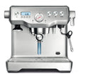 Machine à café expresso en acier inoxydable.