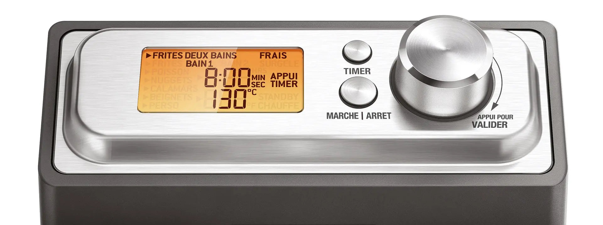 Électroménager avec écran digital et commandes.