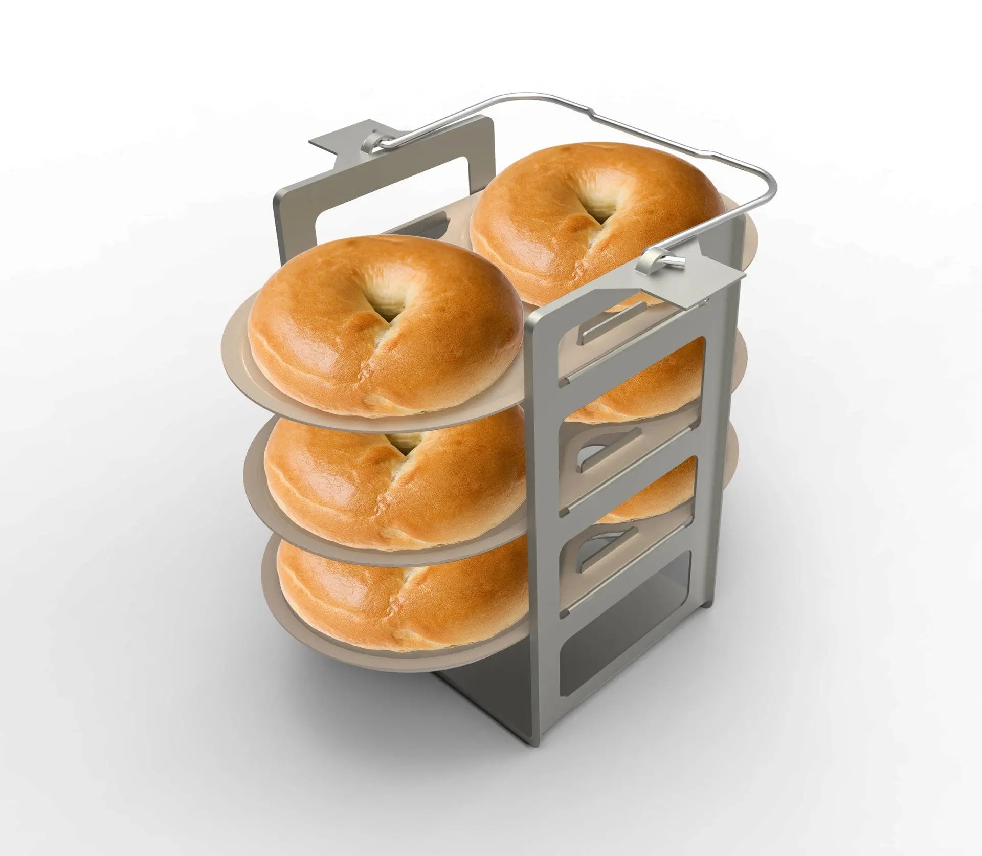 Porte-bagels métallique à quatre niveaux.
