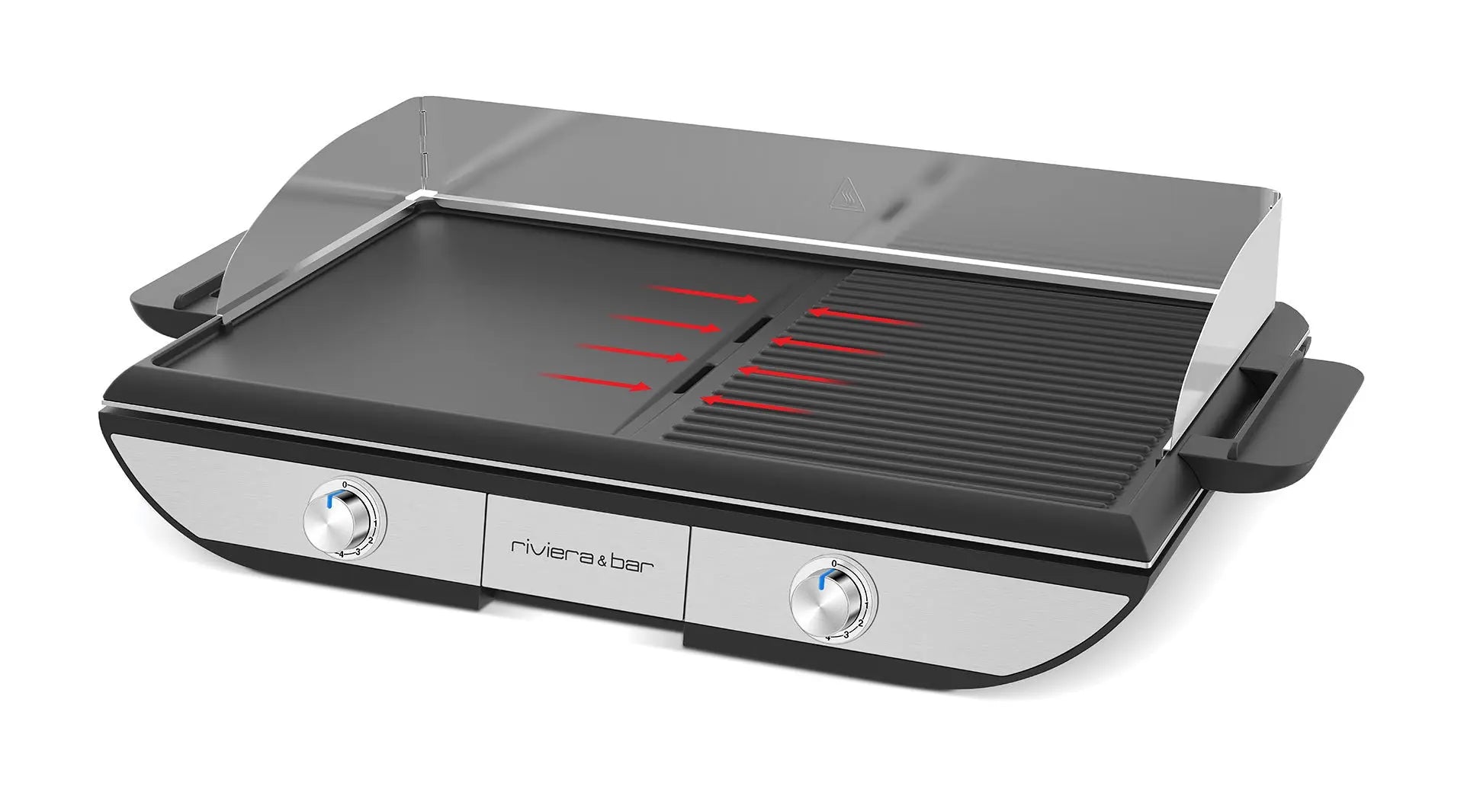Grill électrique avec couvercle transparent.