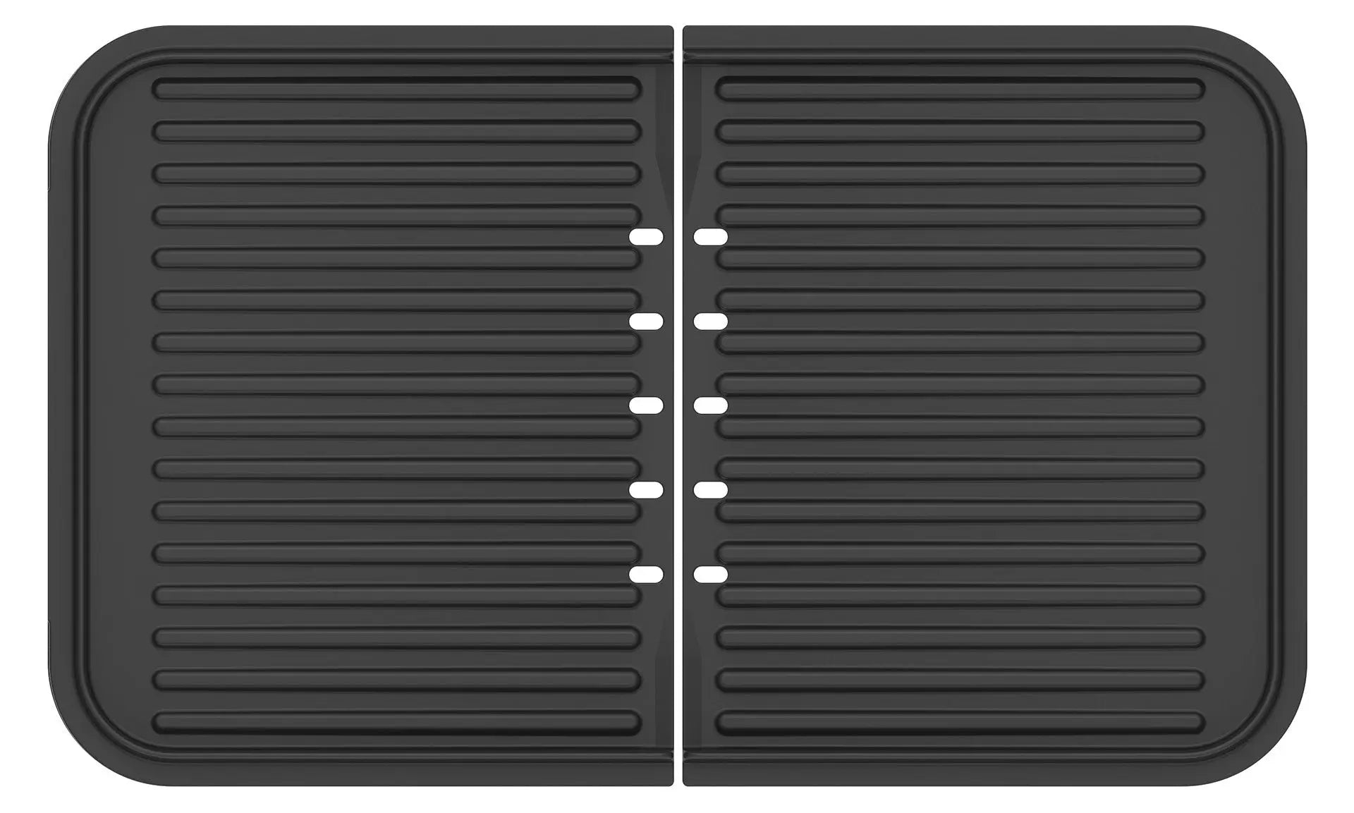 Deux plaques de cuisson rainurées noires.
