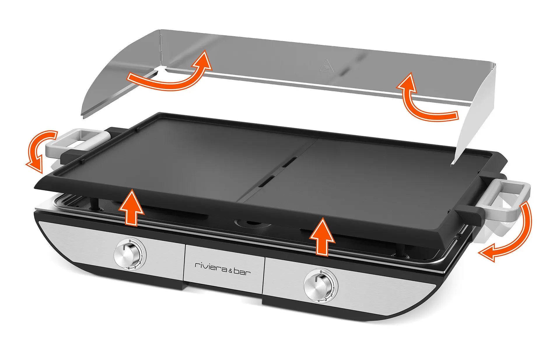 Gril électrique Riviera & Bar avec couvercle amovible.