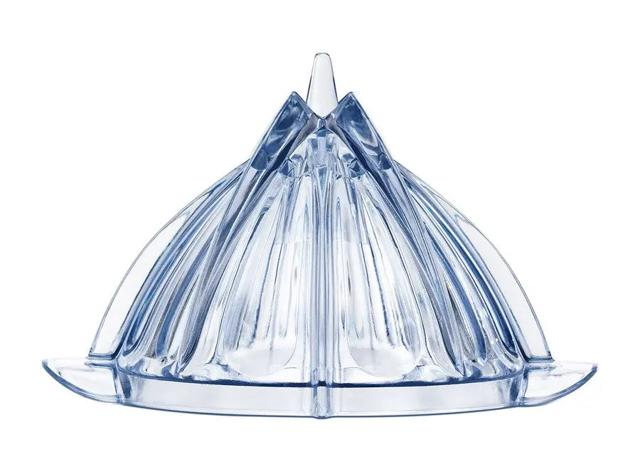 Presse-agrumes en plastique transparent.
