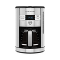 La riviera&bar Cafetière filtre | Inox | 1,8L dispose d'une horloge digitale réglée sur 14:30, de boutons conviviaux, et d'une carafe en verre avec les mesures de café. L'étiquette de la marque apparaît en haut de cette élégante cafetière digitale.