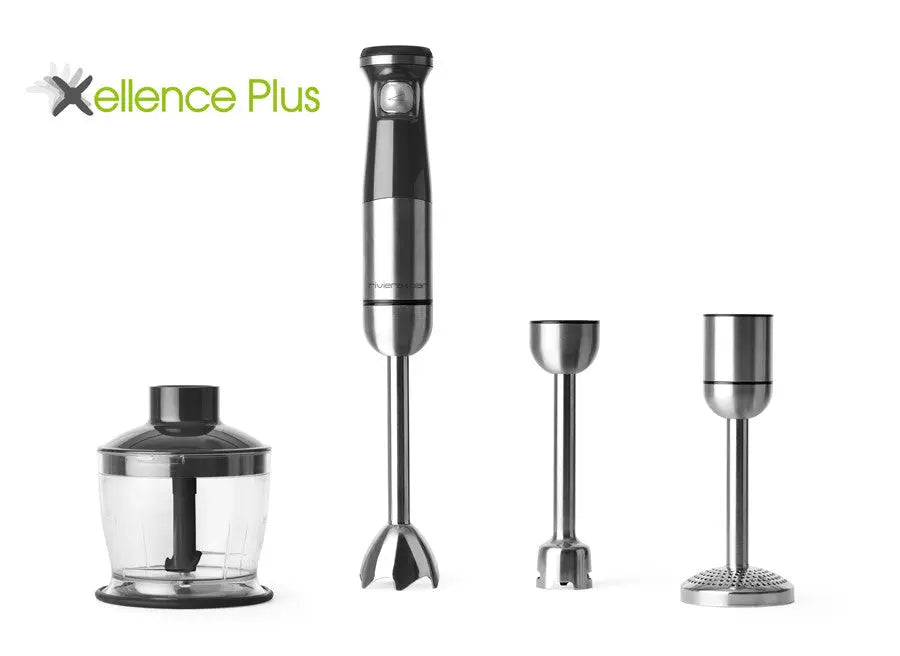 Blender plongeant électrique argenté.
