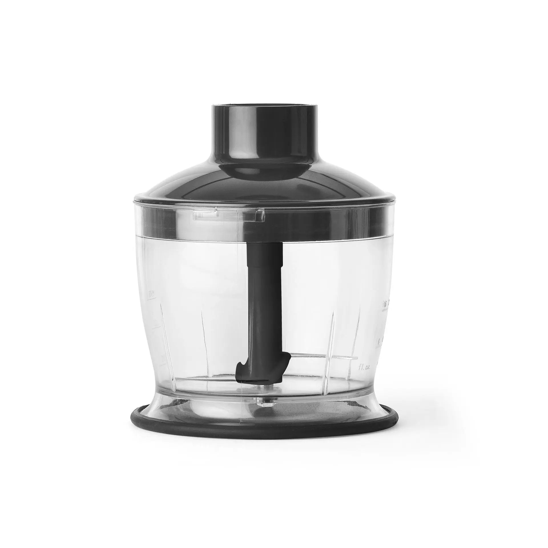 Hachoir à aliments transparent et noir.